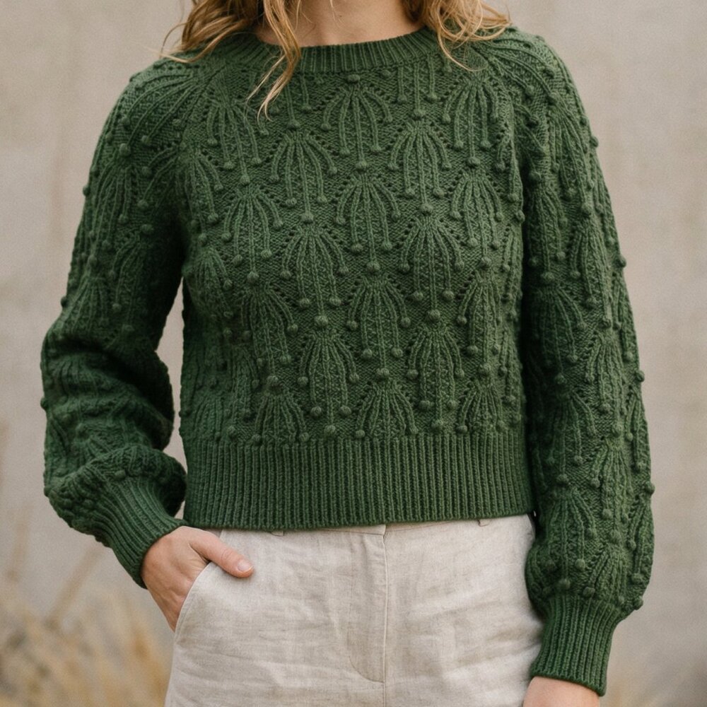Harper Heritage Green Knit Sweater Small Forest Green Pullover
